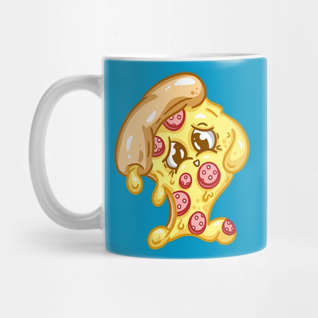 Cute Pizza Character Kawaii Slice Pepperoni Cartoon Illustration by Squeeb Creative